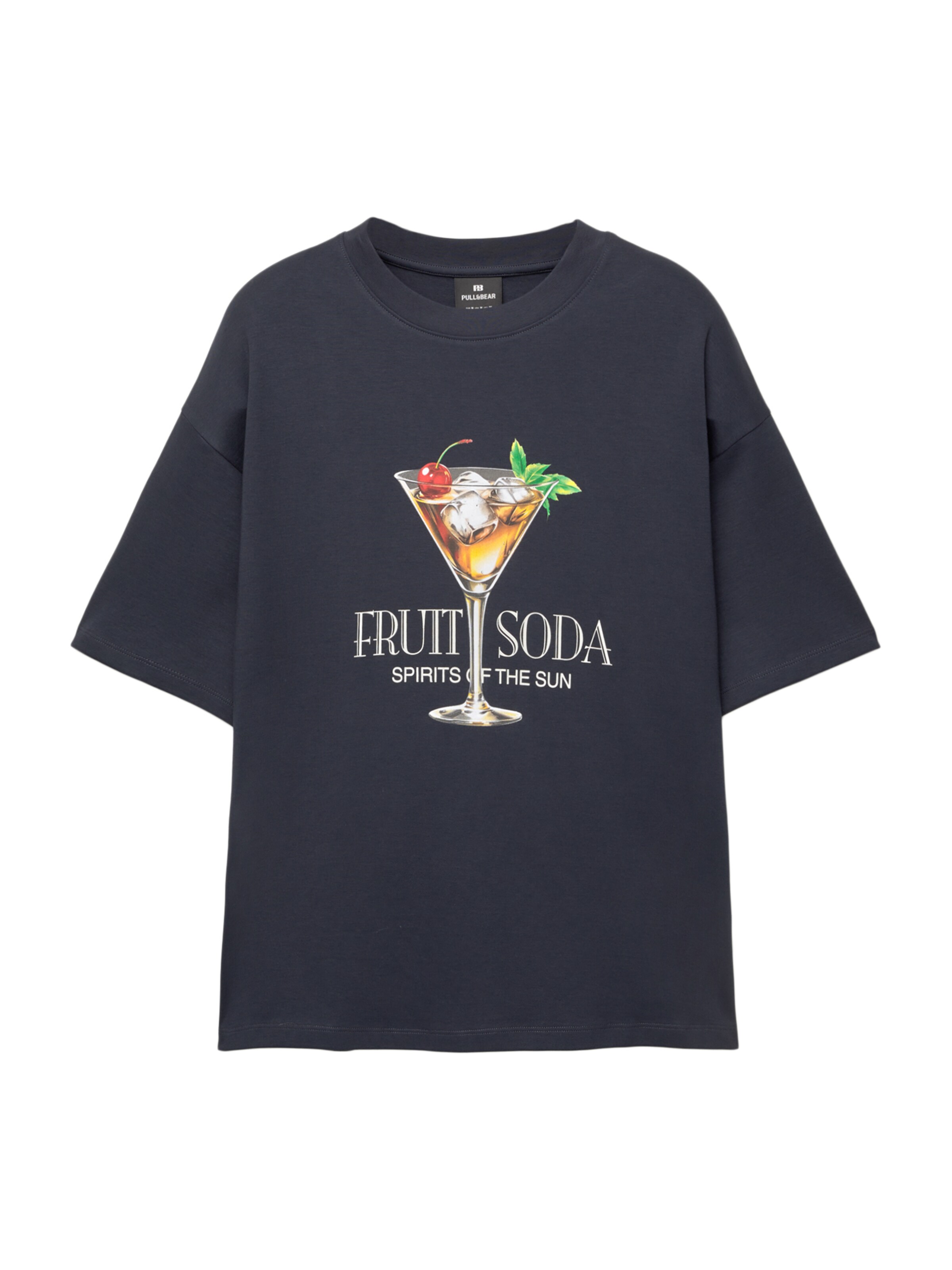 Pull&Bear Shirt 'FRUITS SODA' in Marine blue / Green / Red / White, Item view