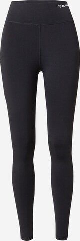 Skinny Pantaloni sport de la Hummel pe negru: față