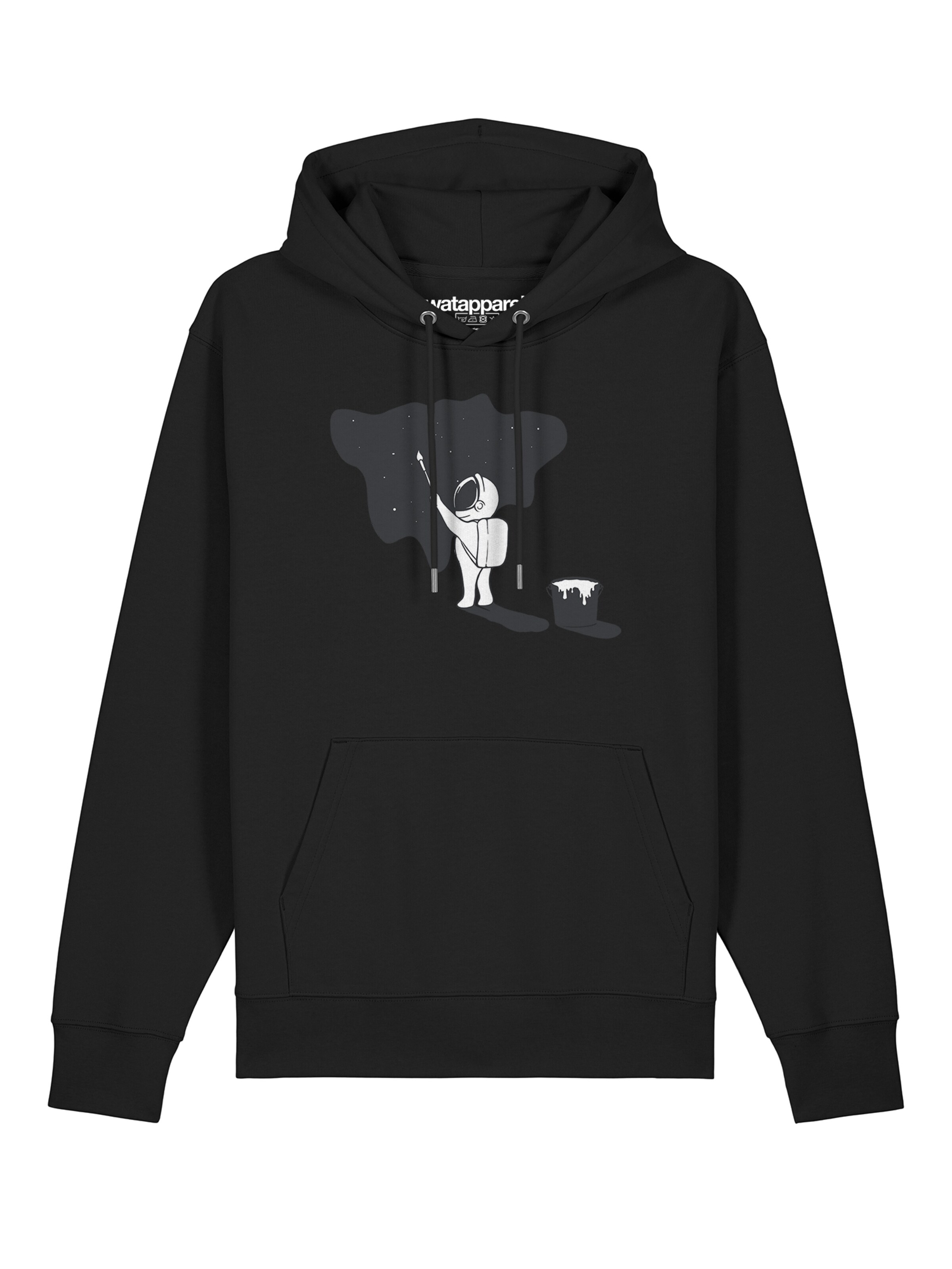 Sweat-shirt ' Painting space ' Watapparel en noir : devant