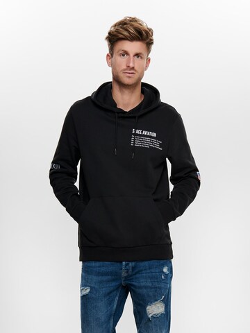 Only & Sons Sweatshirt 'Space' in Black: front