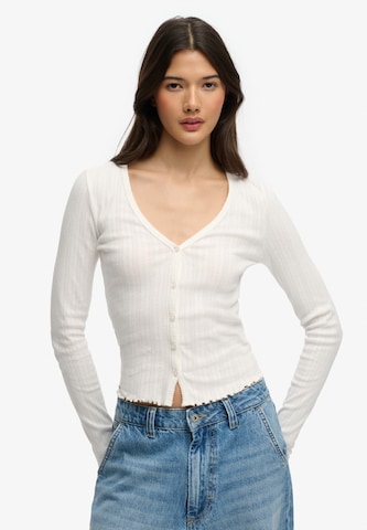 Cardigan 'Athletic Essential Pointelle' Superdry & Co en blanc : devant