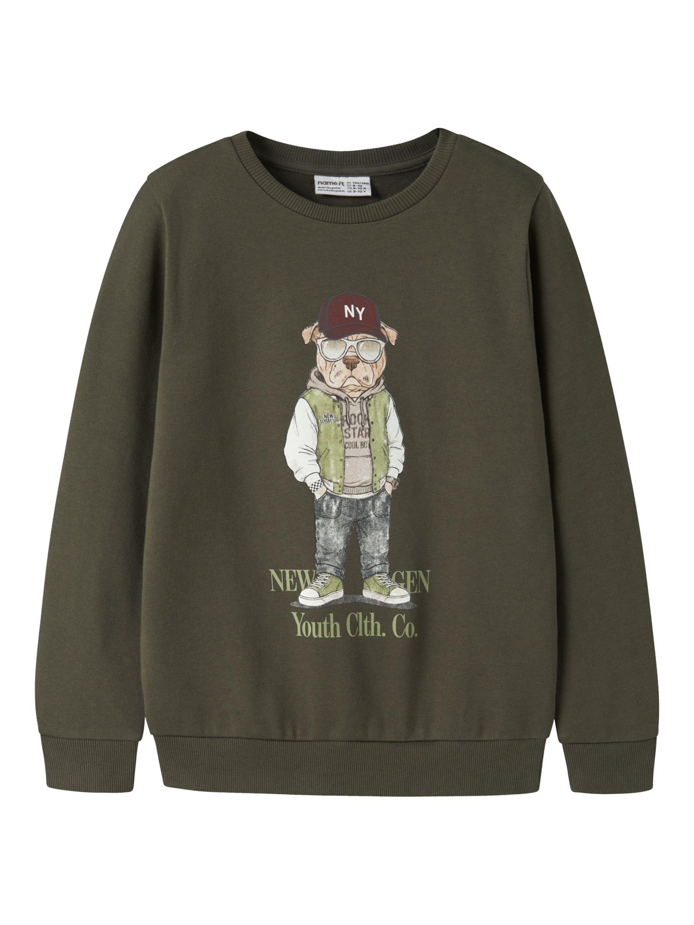 NAME IT Sweatshirt 'NKMOklokken' i brun: forside