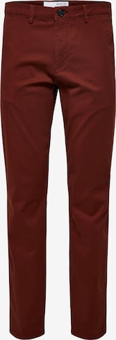 Coupe slim Pantalon chino 'Miles Flex' SELECTED HOMME en marron : devant