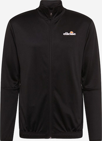 ELLESSE Athletic Zip-Up Hoodie 'Marzo' in Black: front