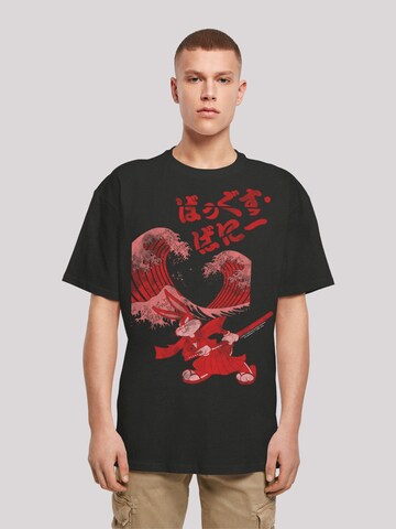F4NT4STIC Shirt 'Looney Tunes Bugs Bunny Shogun ' in Zwart: voorkant