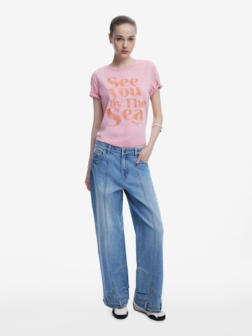 T-shirt 'Message' Desigual en rose