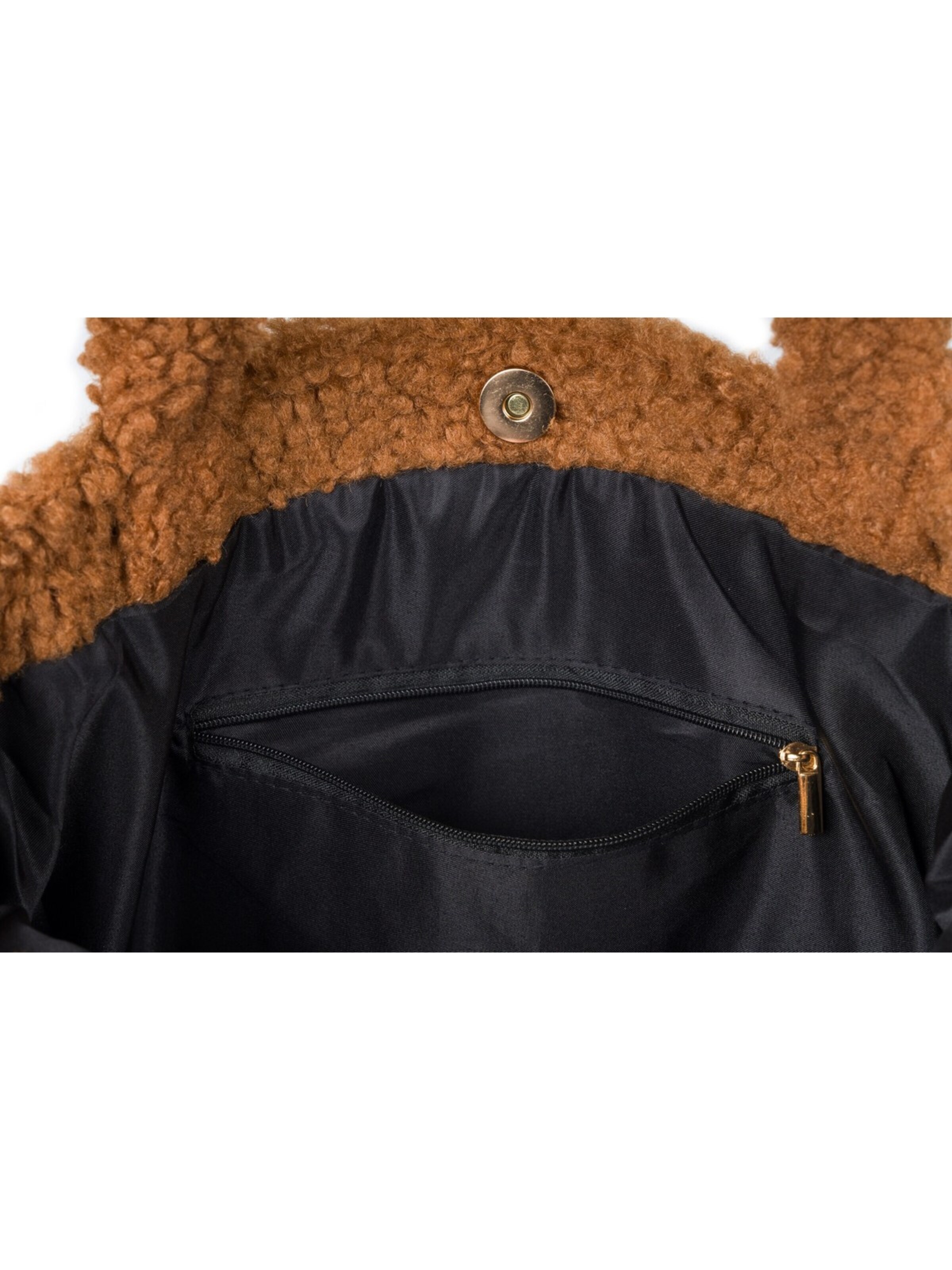 styleBREAKER Schultertasche 'Teddyfell Beuteltasche'‌‌‌‌‌ in Braun