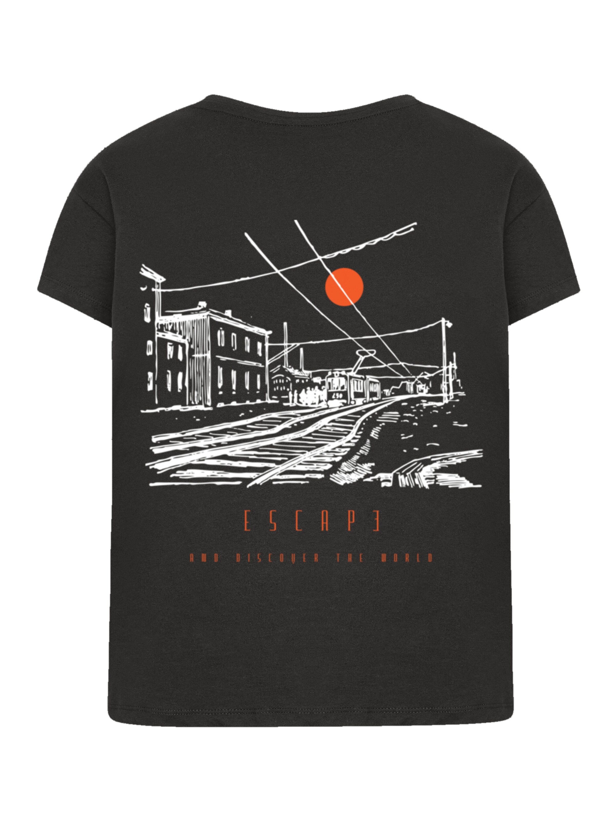 T-shirt 'Escape Discover The World Town Train Station' F4NT4STIC en noir