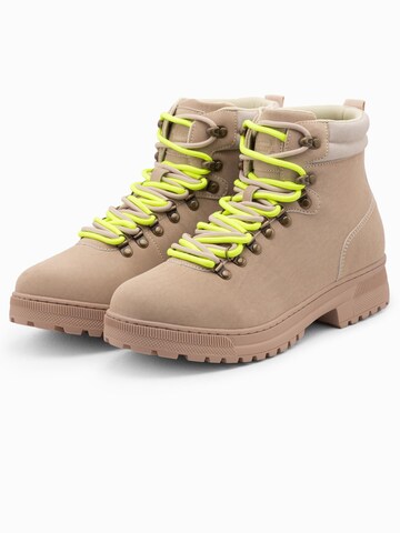 Ombre Lace-up boots in Beige