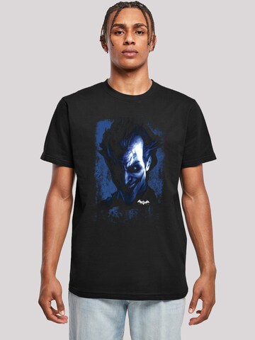 F4NT4STIC Shirt 'DC Comics Batman Arkham Asylum Joker Face' in Zwart: voorkant