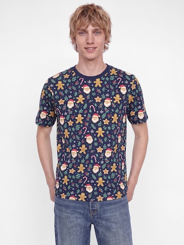 JACK & JONES T-Shirt 'JJBELL XMAS' in Blau: Vorderseite