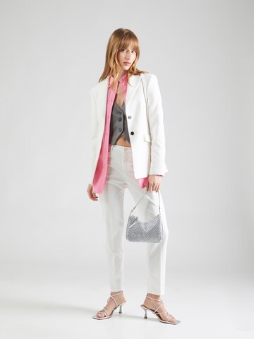 COMMA Slimfit Spodnie w kant w kolorze biały