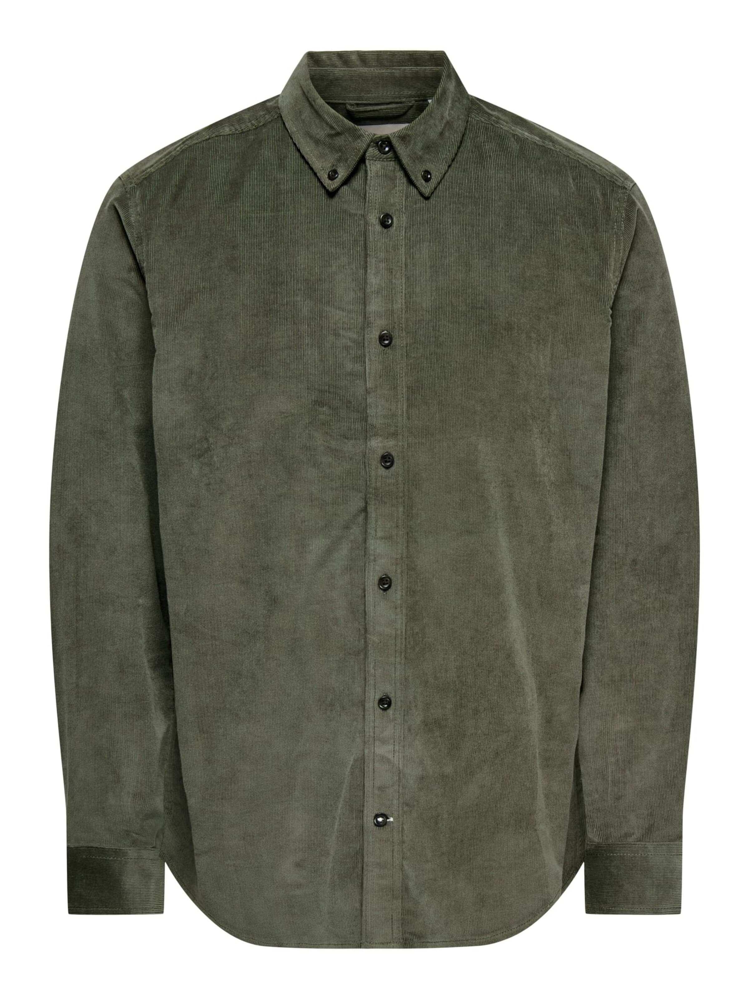 Only & Sons Comfort fit Button Up Shirt 'Michael' in Green: front