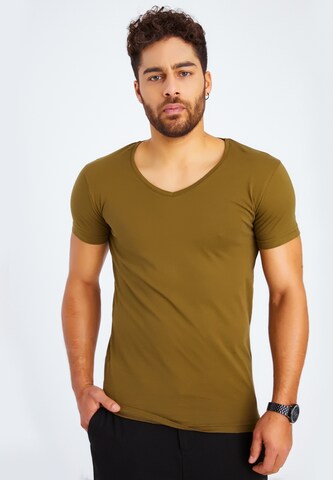 Leif Nelson T-Shirt V-Ausschnitt in Grün: predná strana