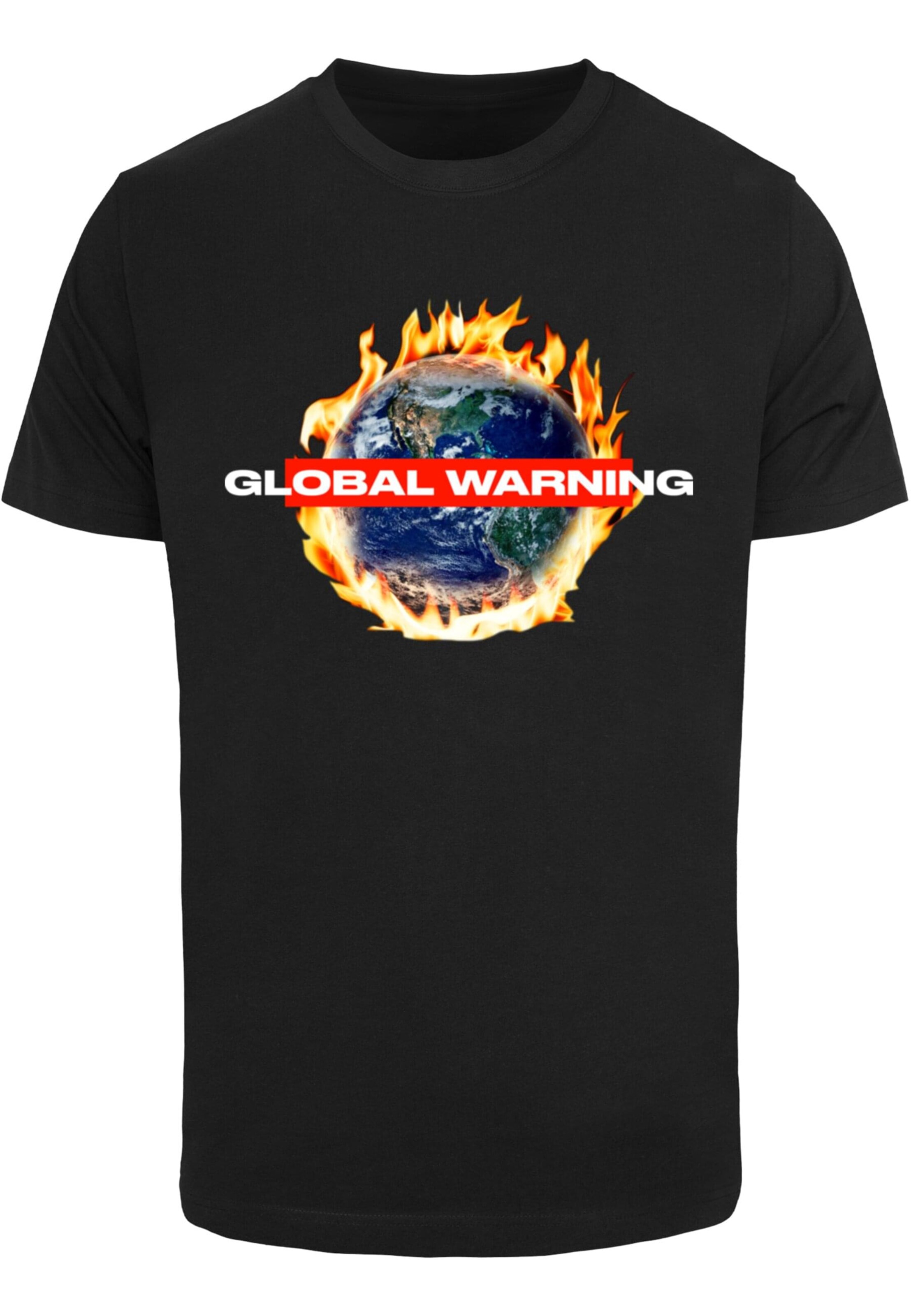 Mister Tee Shirt 'Global Warning' in Zwart: voorkant
