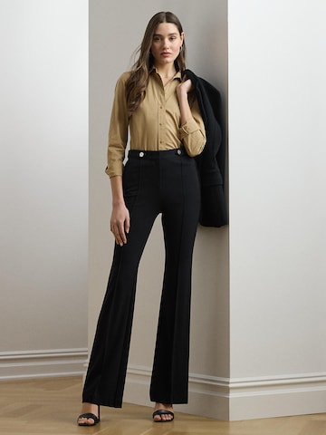Lauren Ralph Lauren Bootcut Hlače | črna barva