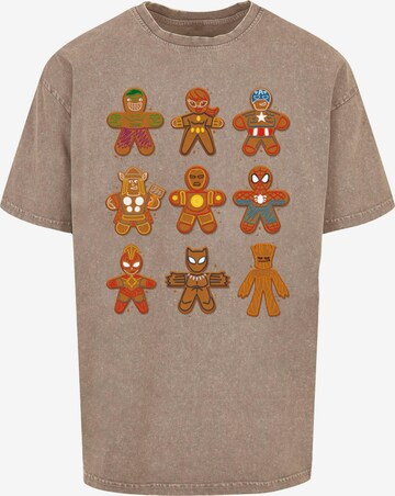 ABSOLUTE CULT Shirt 'Marvel Universe - Christmas Gingerbread Avengers' in Beige: front