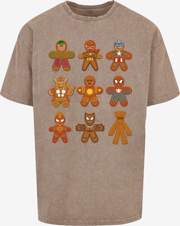 ABSOLUTE CULT Shirt 'Marvel Universe - Christmas Gingerbread Avengers' in Beige: front