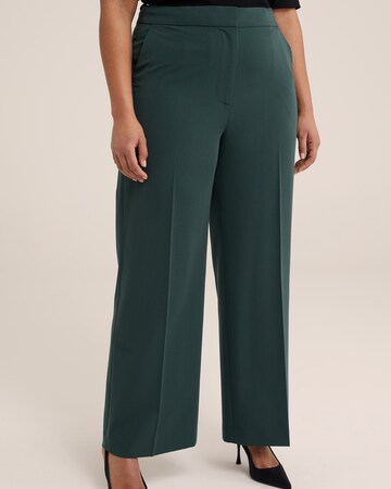 WE Fashion Wide leg Trousers with creases in Green: front