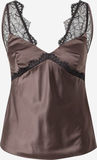 PATRIZIA PEPE Haut 'CAMICIA' en brun foncé / noir, Vue avec produit