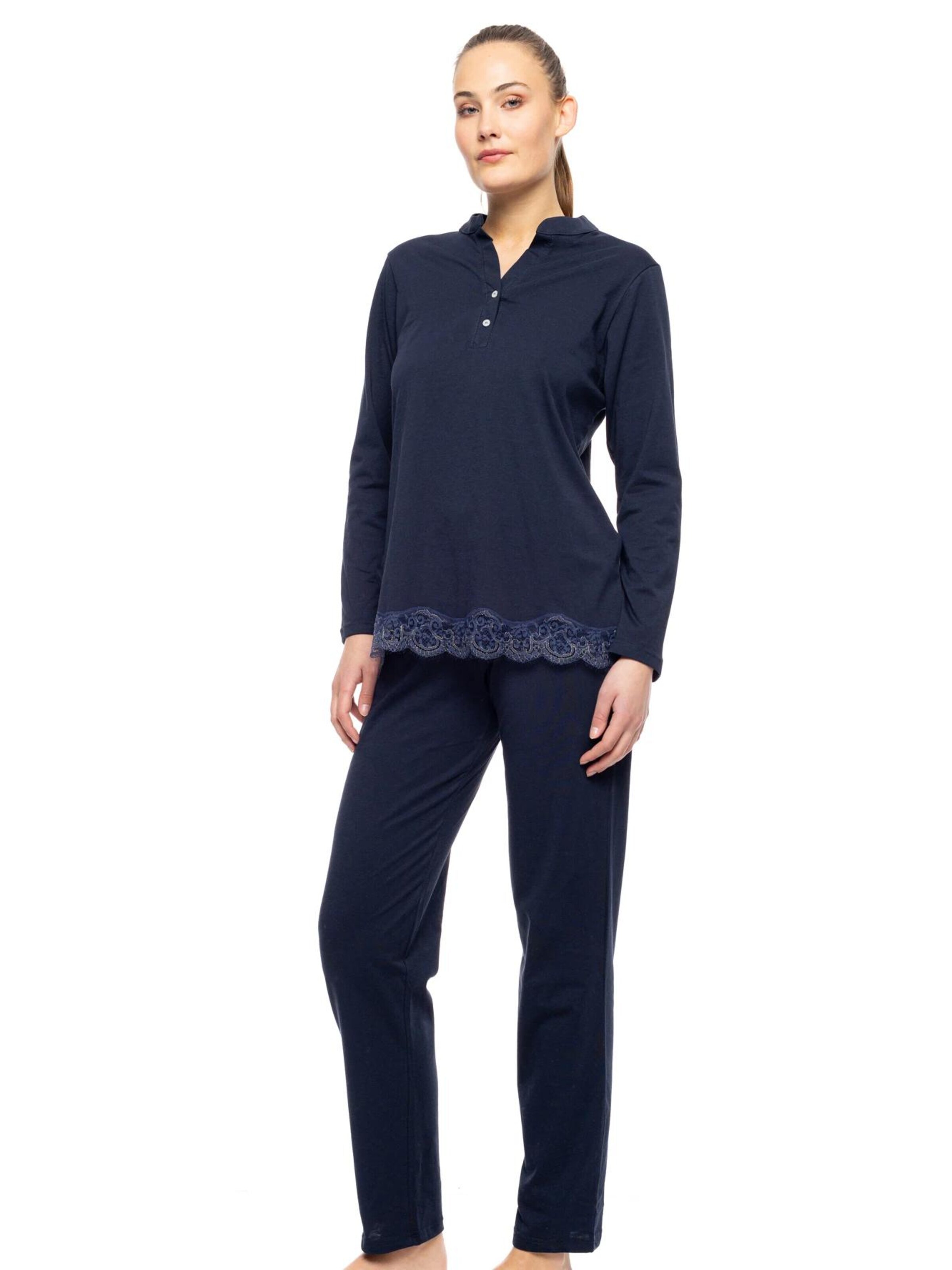 Pink Label Πιτζάμα 'PYJAMA NIGHT LOVERS SOLID' σε μπλε