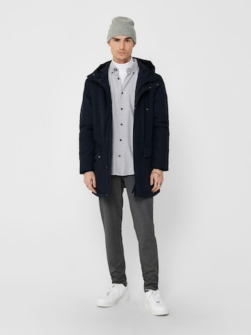 Coupe regular Parka mi-saison Only & Sons en bleu