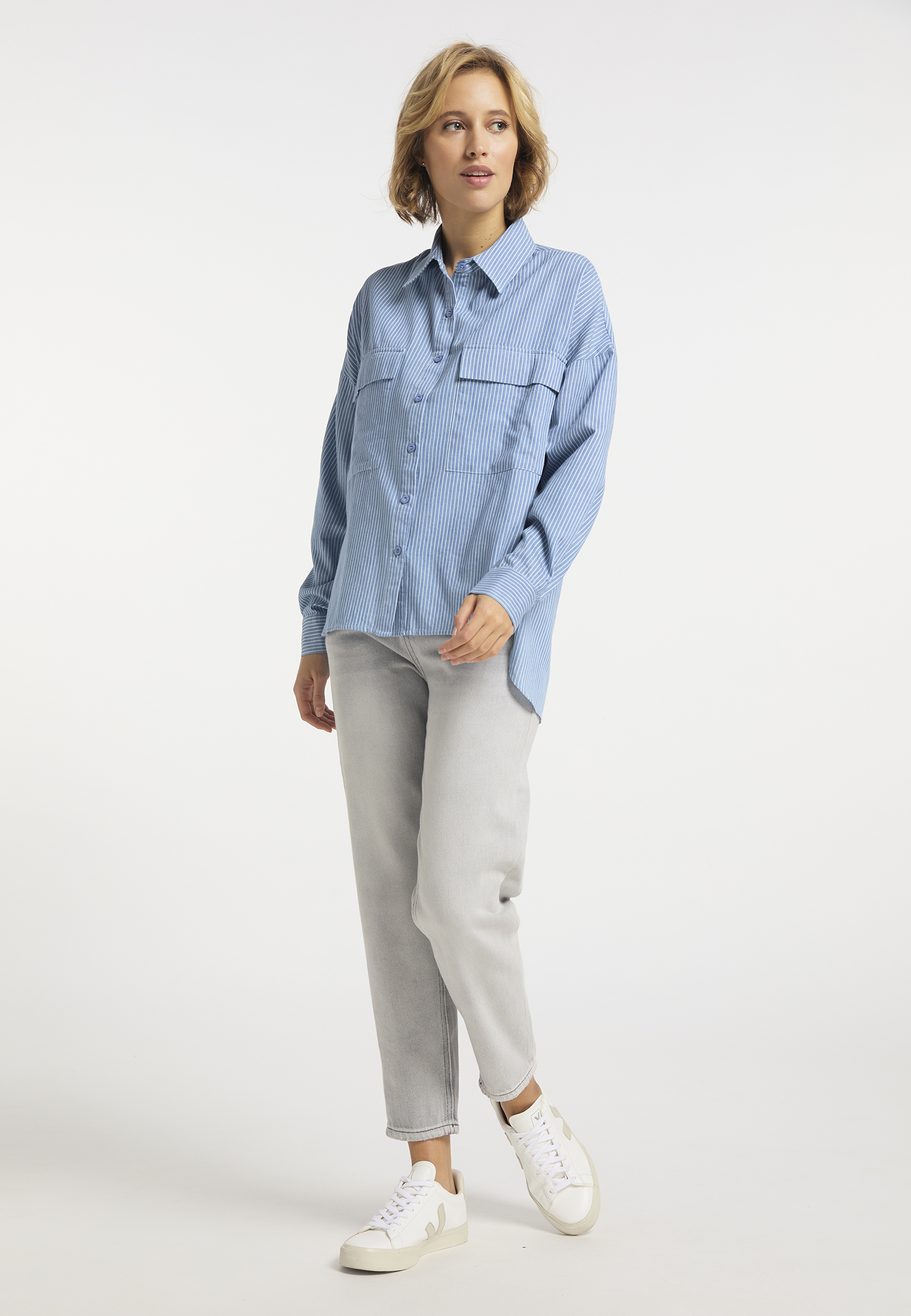 Abbigliamento IBr9D usha BLUE LABEL Camicia da donna in Blu Chiaro 