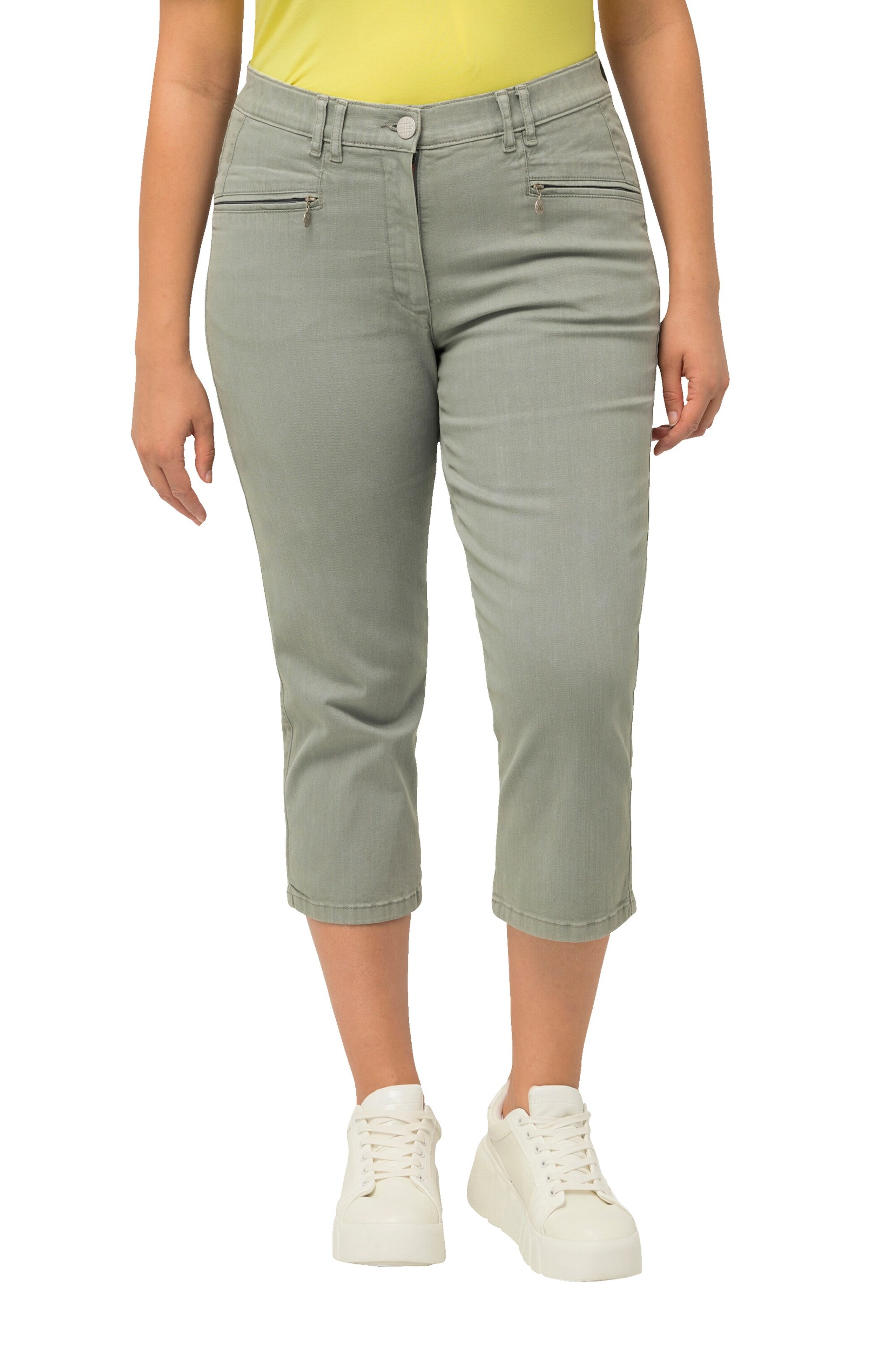 Ulla Popken Regular Hose in Grün: Vorderseite