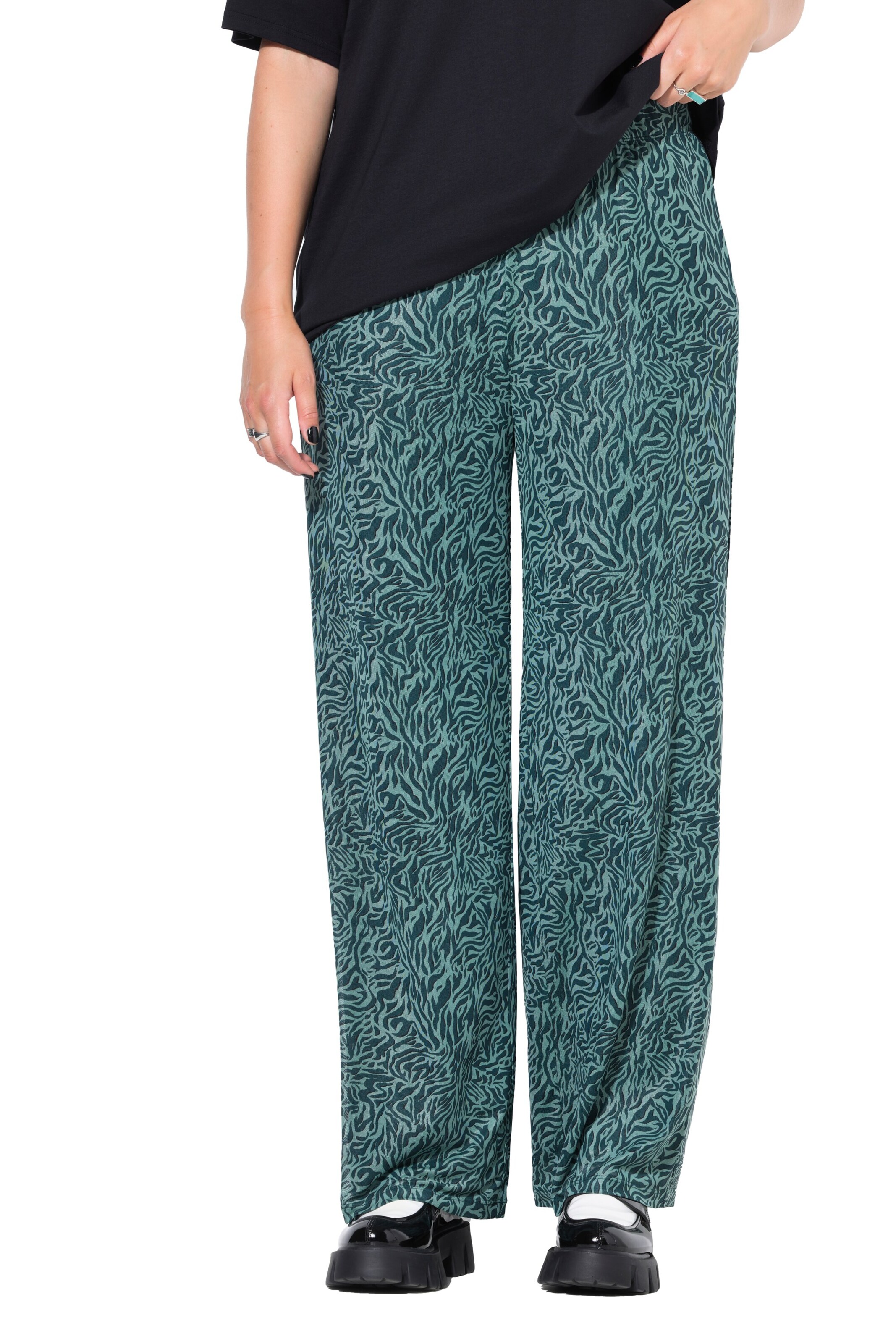 Studio Untold Wide leg Broek in Groen: voorkant