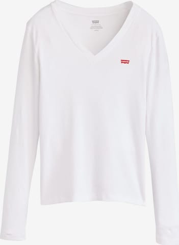 LEVI'S ®Majica 'Essential Housemark Long Sleeve V-Neck Tee' - bijela boja: prednji dio