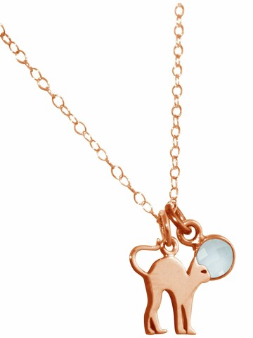 Gemshine Halskette 'Katze Chalcedon Edelstein Für Haustier Herrchen Frauchen' in Pink
