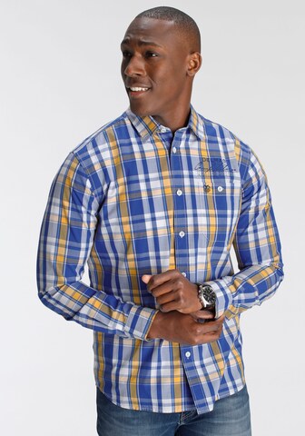 DELMAO Regular Fit Hemd in Blau