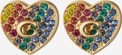 kék / sárga / arany / zöld COACH Fülbevalók 'Pave Heart', Termék nézet