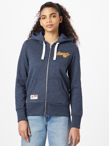 Superdry Zip-Up Hoodie 'Script' in Blue: front