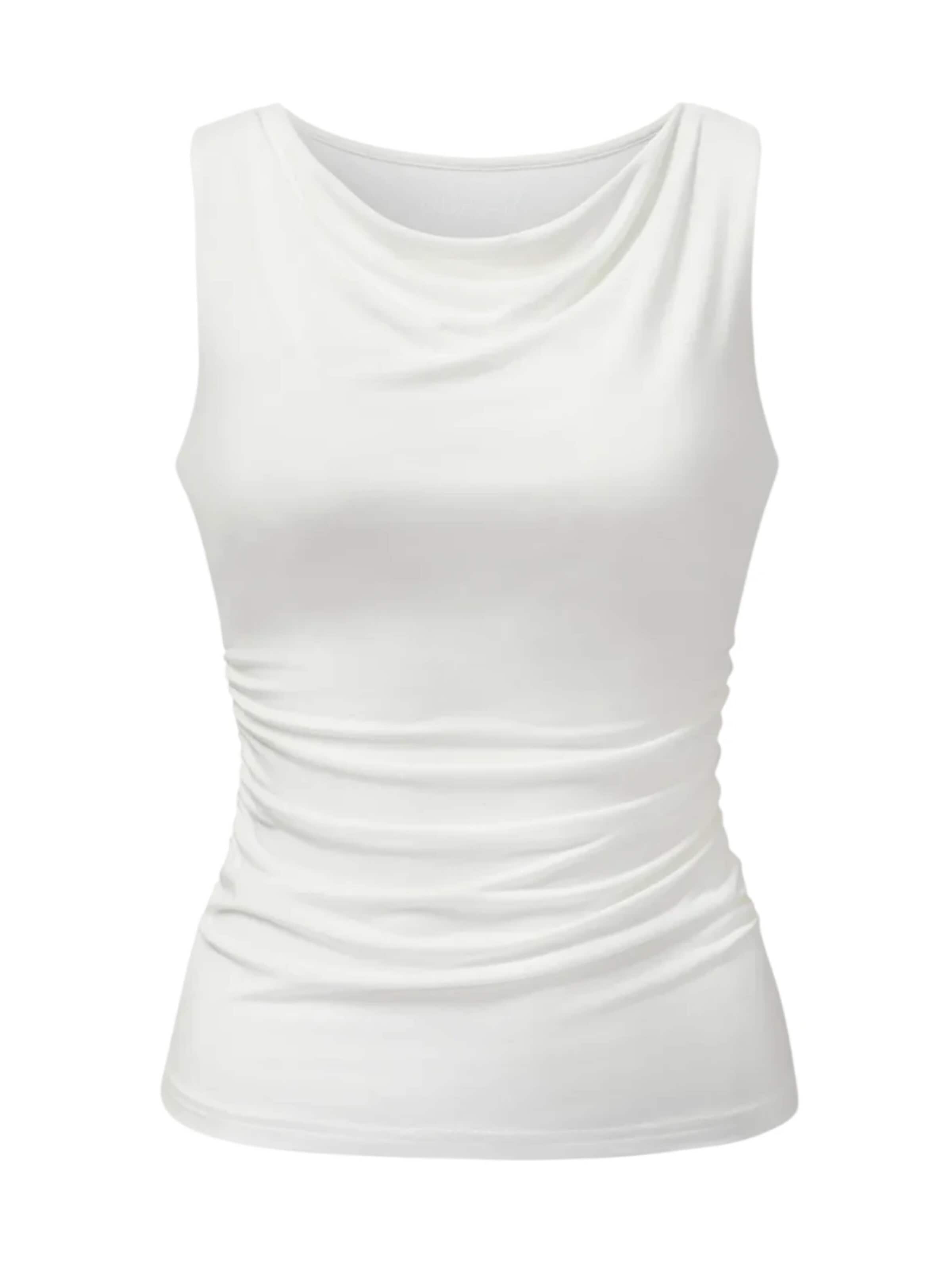 CURARE Yogawear Sports Top 'Sporty Elegant Top - Soft White' in White: front
