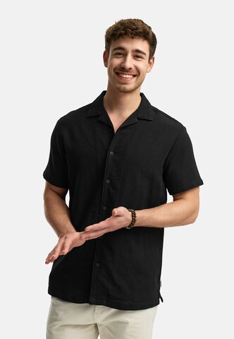 INDICODE JEANS Regular Fit Hemd 'Cosby' in Schwarz: Vorderseite