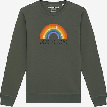 Watapparel Sweatshirt ' Love is Love ' in Groen: voorkant