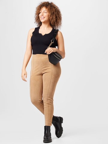 ABOUT YOU Curvy Gebreide top 'Line' in Zwart