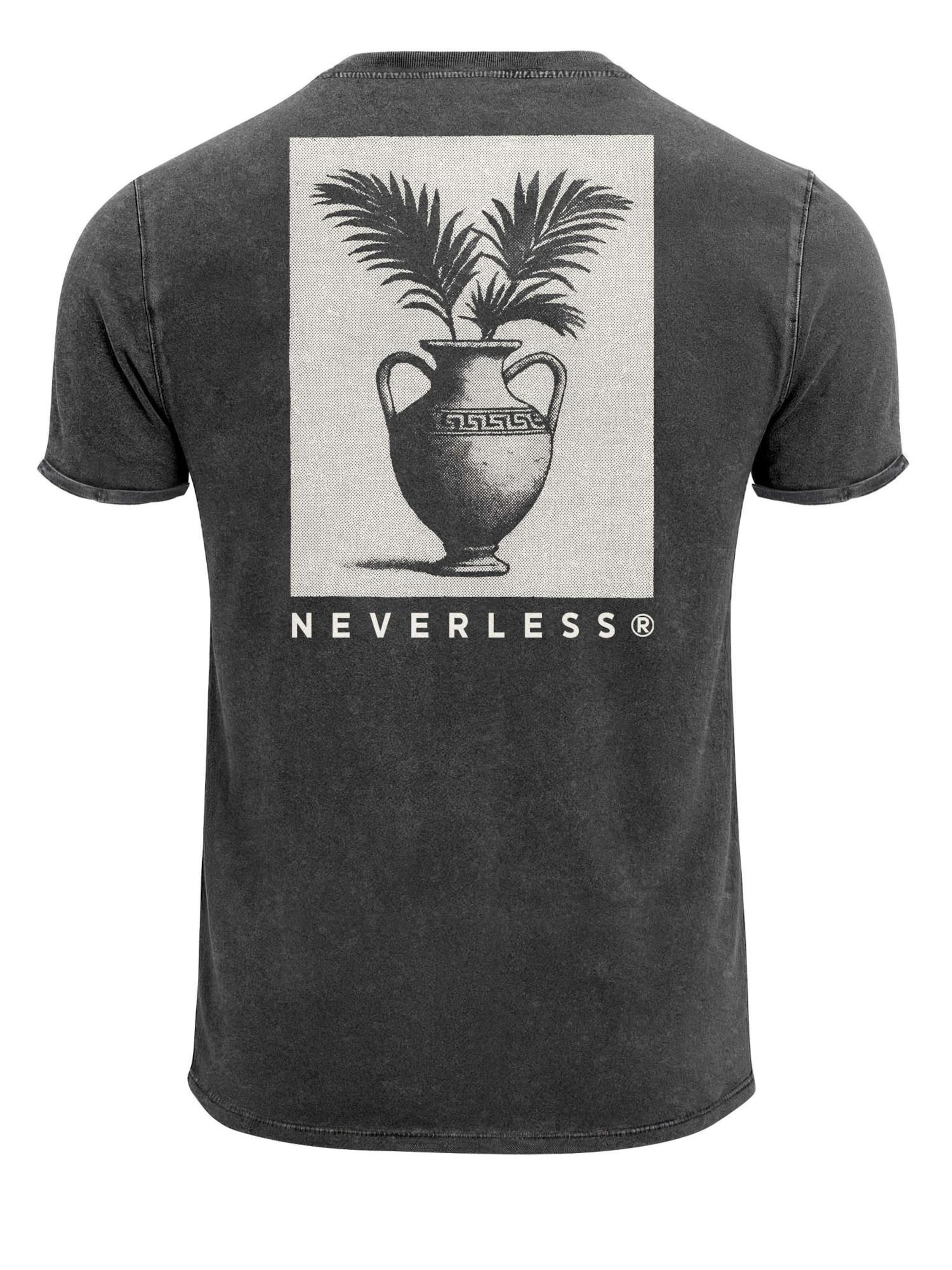 Neverless Shirt 'Greek Vase Palms' in Black