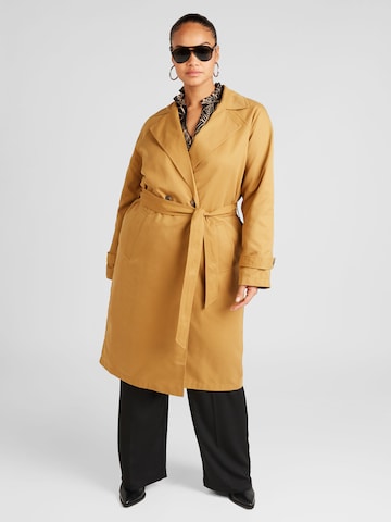 Vero Moda Curve Between-Seasons Coat 'LOU' in Brown: front