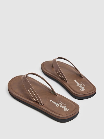 Pepe Jeans T-Bar Sandals 'SURF ISLAND' in Brown