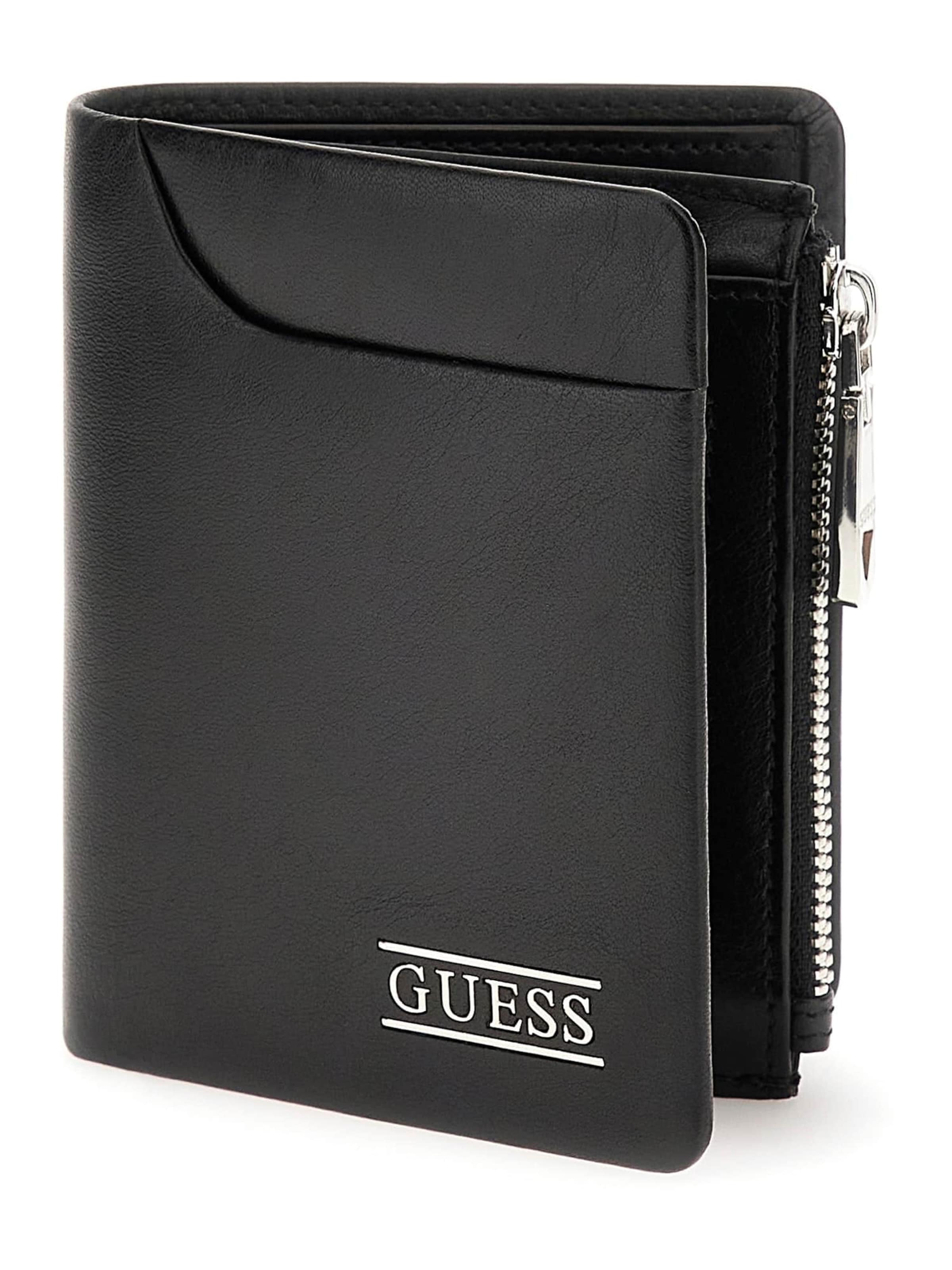 Porte-monnaies 'BOSTON BIFOLD TOP ZIP DOUBLE' GUESS en noir : devant