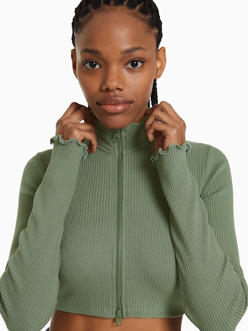 Bershka Knit Cardigan in Green