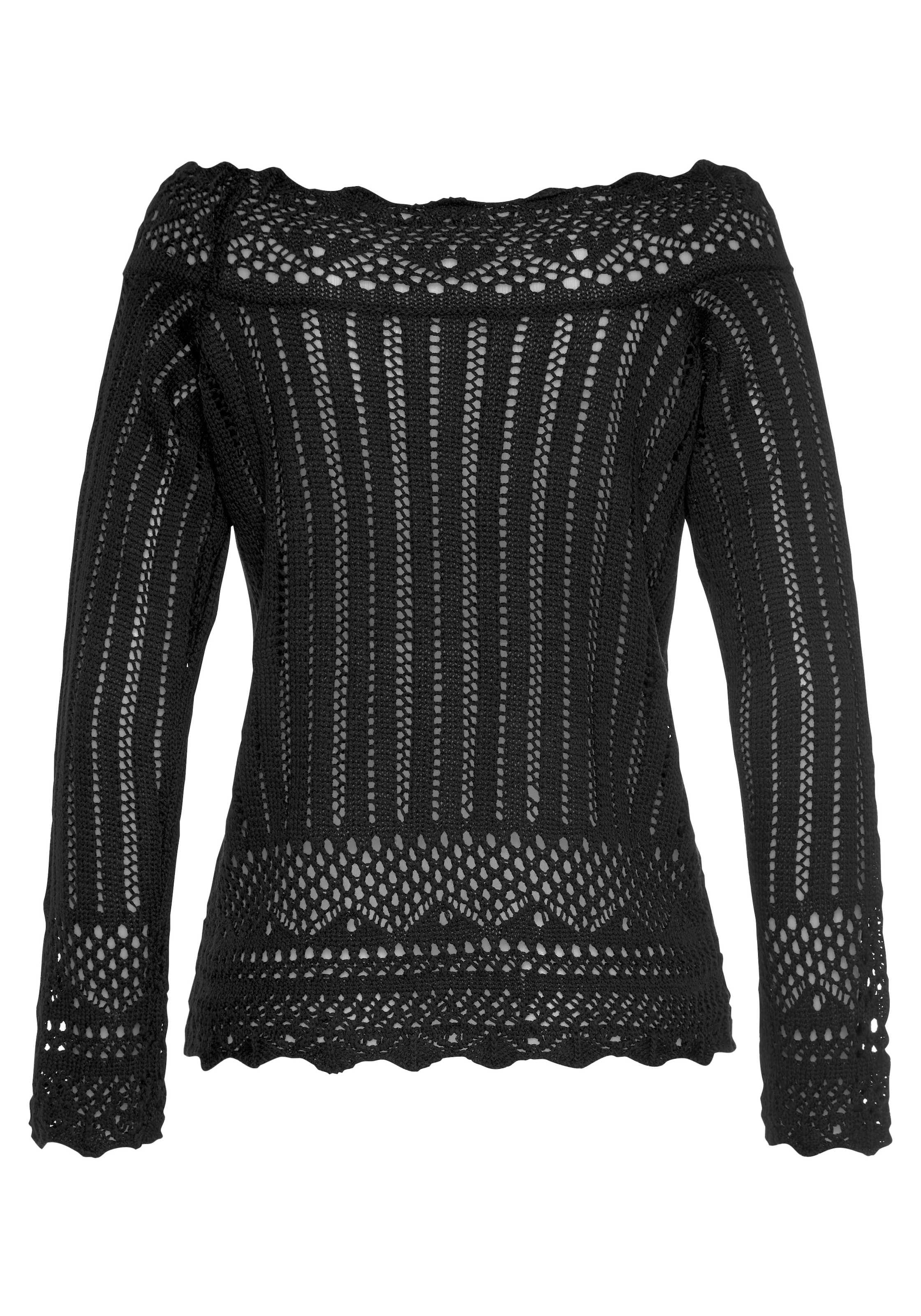 VIVANCE Pullover 'Ajour' in Schwarz: Vorderseite