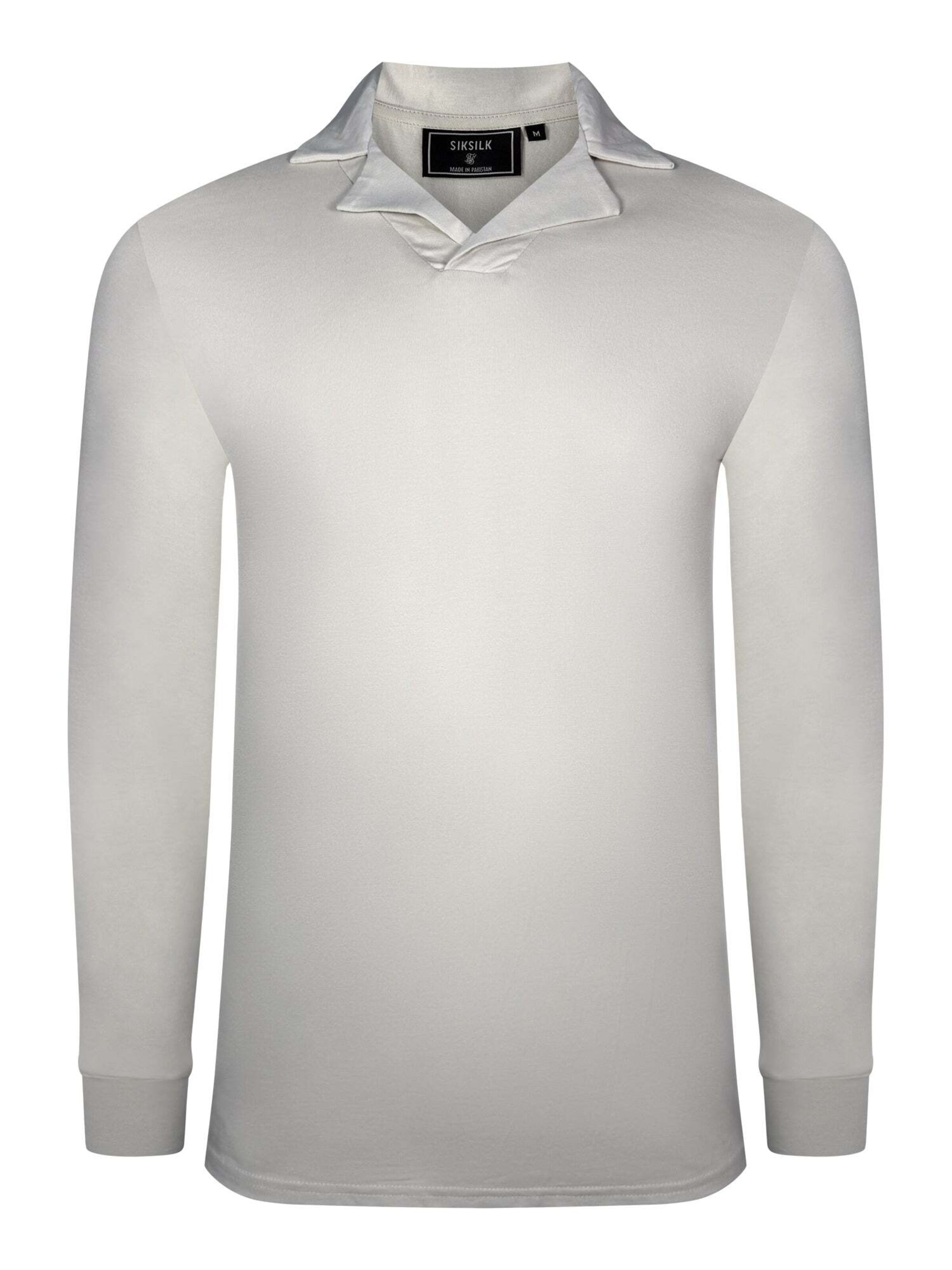SikSilk Shirt 'Long Sleeve Revere Polo' in Weiß