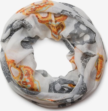 styleBREAKER Loop scarf 'Loop mit Sugar Skull Totenkopf Print' in White: front
