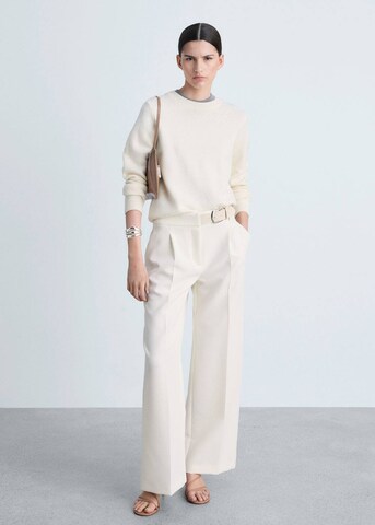 MANGO Regular Pleat-Front Pants 'Cinto' in White