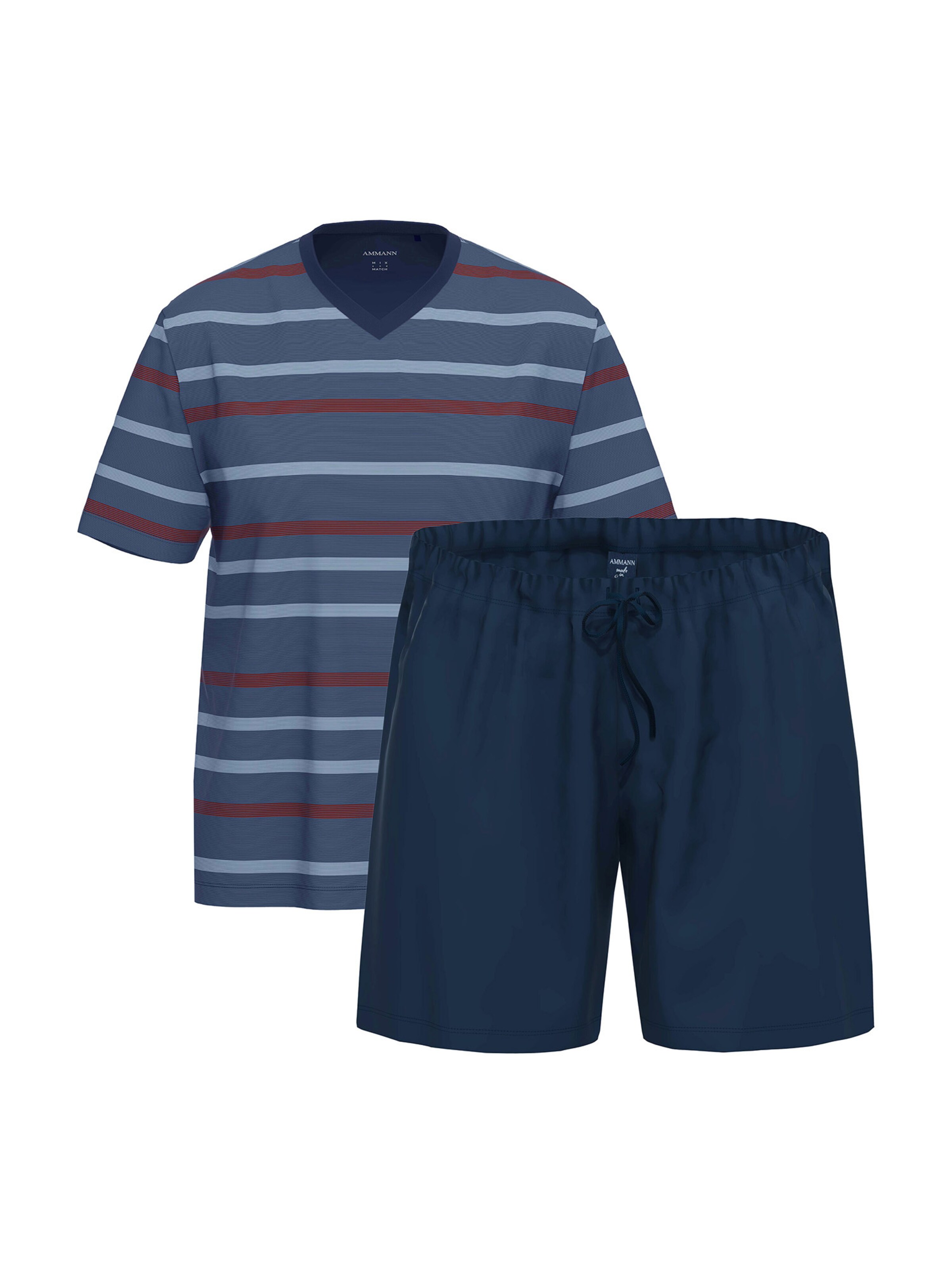 Ammann Short Pajamas 'Night & Home Cotton' in Blue: front