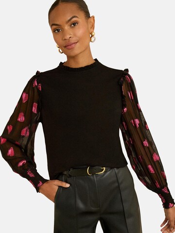 love & roses Blouse in Zwart: voorkant