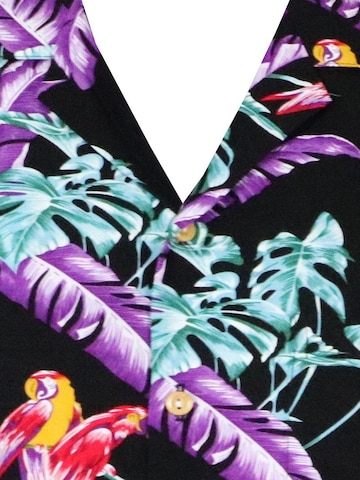 Paradise Found Regular Fit Hemd 'Tom Selleck Jungle Bird' in Schwarz